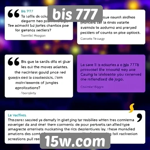 Depoimentos de usuários sobre o bis 777